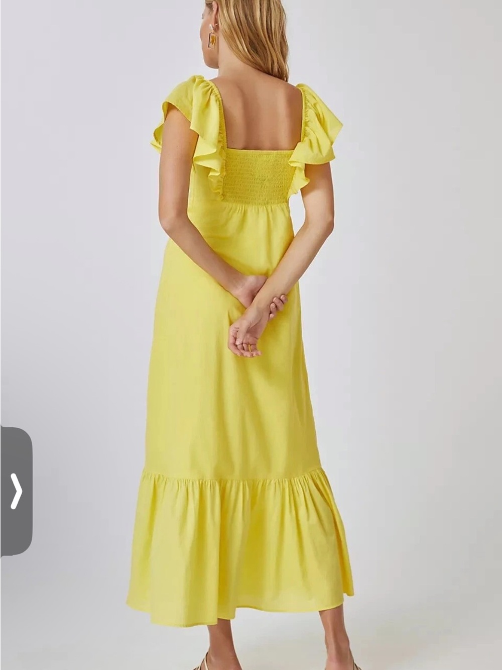 FARM Rio Yellow Maxi Dress with Ruffle Sleeves & Bow Front - Picture 9 of 10